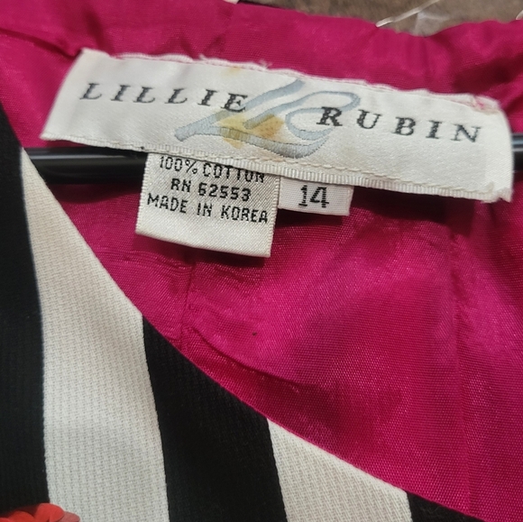 Vintage 70's/80's Lillie Rubin Designer Black and White Sequined Ruffle Dress 14 - Picture 5 of 9